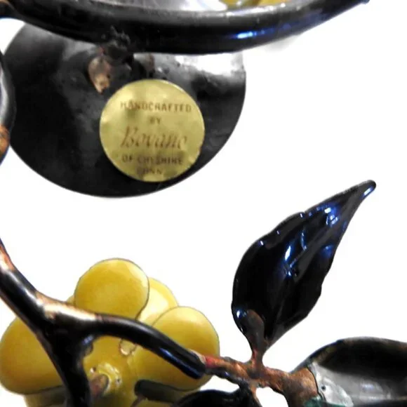 Bovano Enamel on Copper Candle Holder Yellow Flowers
